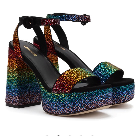 Larroude Shoes - NWT Larroude Dolly Rainbow Crystal Sandals